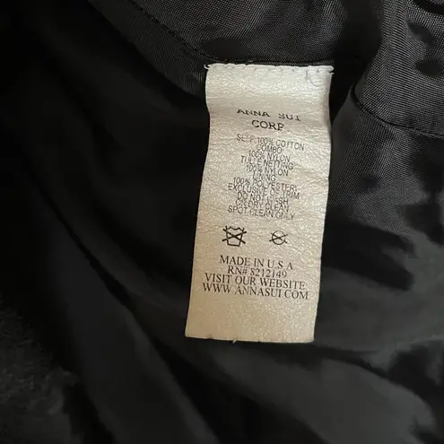 Anna Sui Vintage Archival Party Dress Black Lace Sparkling Print Pink Skirt