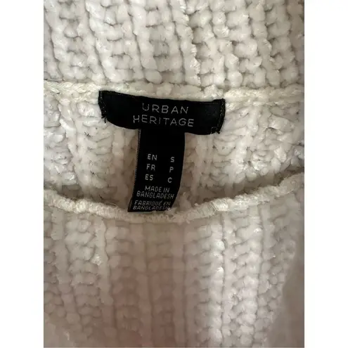 Urban Heritage Women’s Chenille Sweater Chunky Knit Cowl Neck White/Off White S