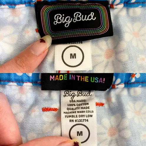 Big Bud Press Lazy Daisy Work Pants Cotton Blue Daisy Print Medium EUC