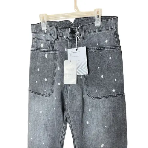 Sandrine Rose Womens Polka Dot Gray Wide Leg Button Fly Buckle Back NWT Size 27