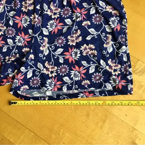 Floral, Lightweight, Flowy Lounge Shorts, Blue, Pink, White, Size 16 Blue