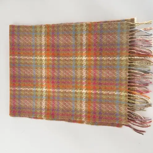 Cashmere Scarf Multicolor Houndstooth Made in Scotland 100% Cashmere Soft Pink