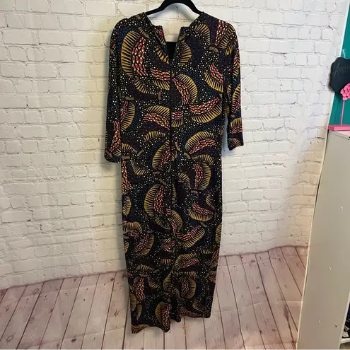 Farm Rio New Black Wild Bananas Jersey Stretch Dress size XL coastal chic