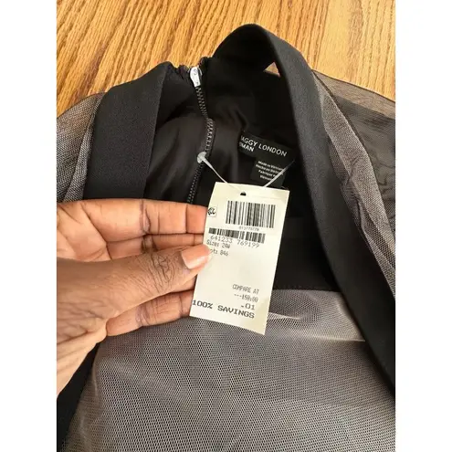 Maggy London Illusion yoke crepe cocktail dress Size 14 With Sheer Sleeves 24W