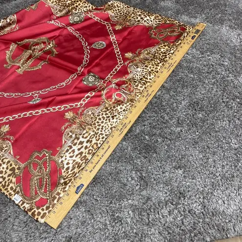 Womens Scarf Red Gold Brown Colors Cheetah Leopard Print Polyester 34 x 34 inche