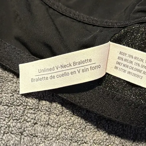 Auden NWT womens bralette medium black shimmer deep V