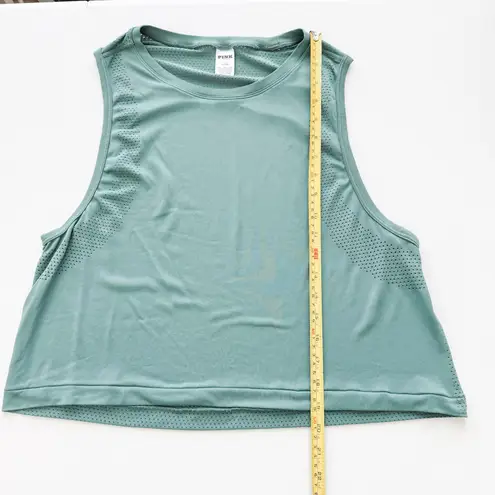 PINK Victoria's Secret Womens Athletic Top Size L Green Crop Gym Workout Sporty Size L
