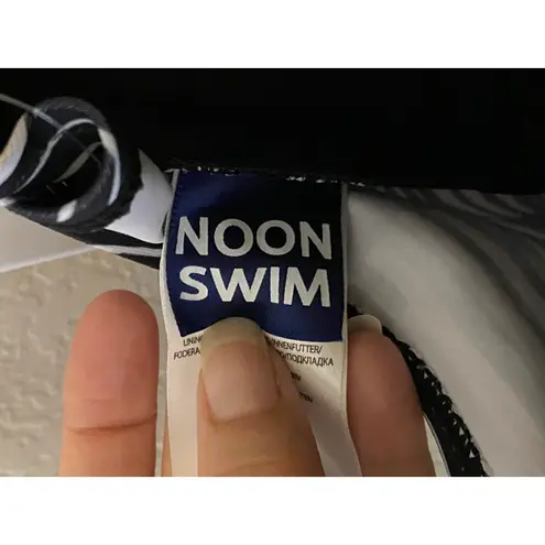 New Noon Swim ebony ivory siesta sands ruched bandeau one piece Sz 18 Blue