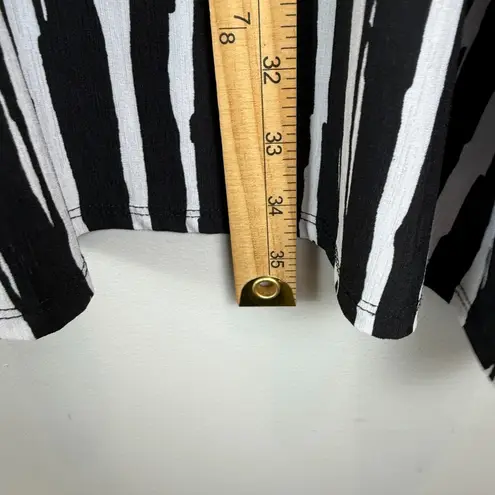IC By Connie K Tunic Top Womens 3X Black White Striped Tie