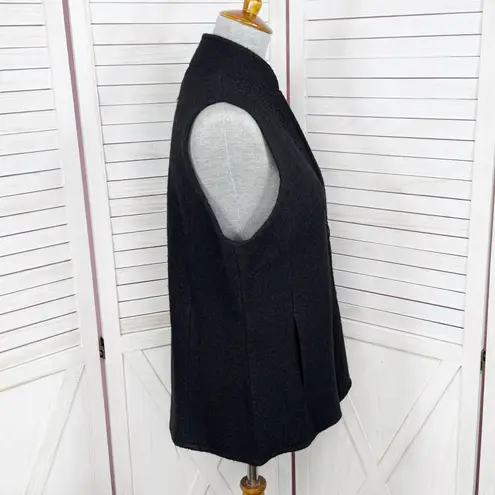 Alfred Dunner Embroidered Beaded Full Zip Mock Neck Boucle Wool Vest Black Small