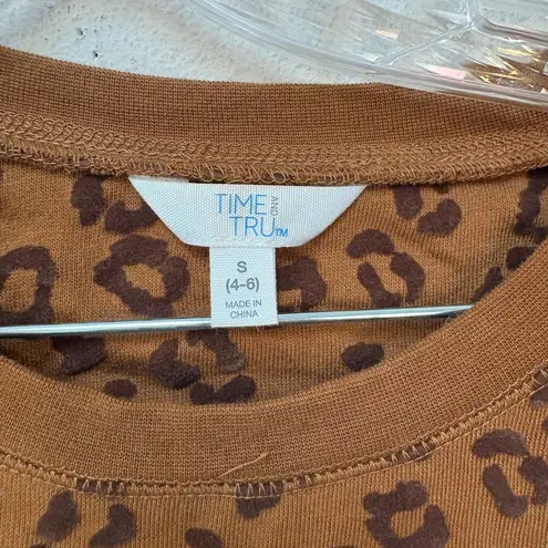 Time and Tru Leopard Print Sweatshirt Small Brown