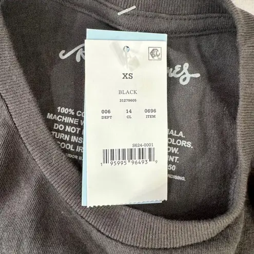 Epic Rolling Stones Faded Black Vintage Look Thrashed Patriotic Logo Cut Off Tee Size XS