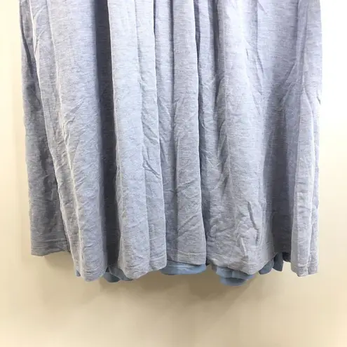 Hutch Womens Midi Dress Smocked Waist Puff Short Sleeve V-Neck Zip Back Blue XL