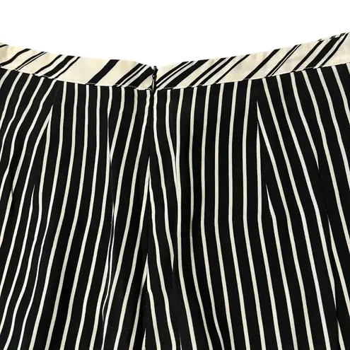 Maria Grazia Severi White Women's 46 Trouser Black White Striped Viscose Slit Size 10