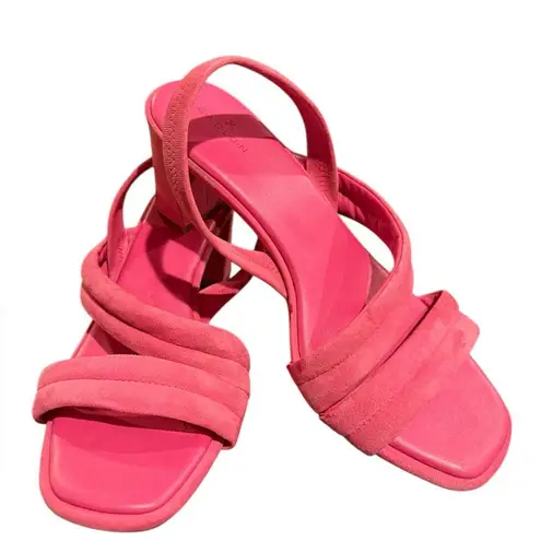 Caslon sz 10 lennyn sling back Strappy open Toe Block heels pink azalea suede