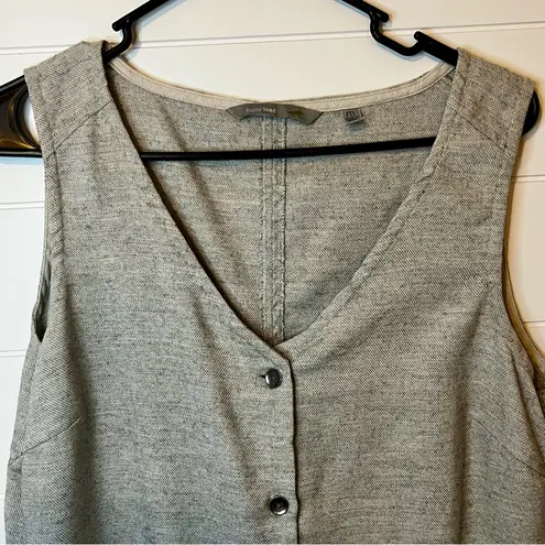 Horny Toad Gray Button-Front Midi Dress Wool Blend Medium Minimalism Casual