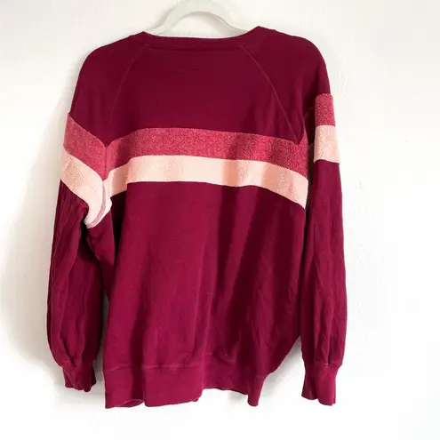 THE GREAT Maroon Striped Crewneck Sweatshirt Red Size M