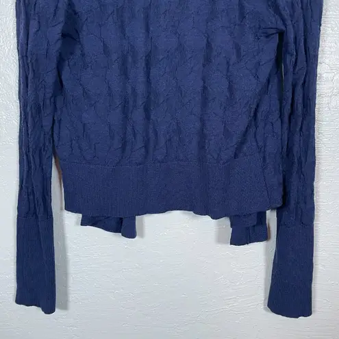 Title Nine Women XL Blue Purple Open Knit Cardigan Washable Wool Drape Front