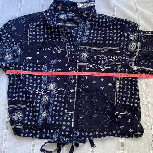 Scoop Retro Aesthetic Navy Patterned Women's Jacket. Blue