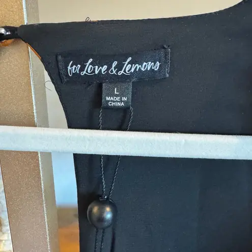 For Love & Lemons Lark Blouse NWT Black/Brown Polka Dot Size L MSRP $128 Black Size L