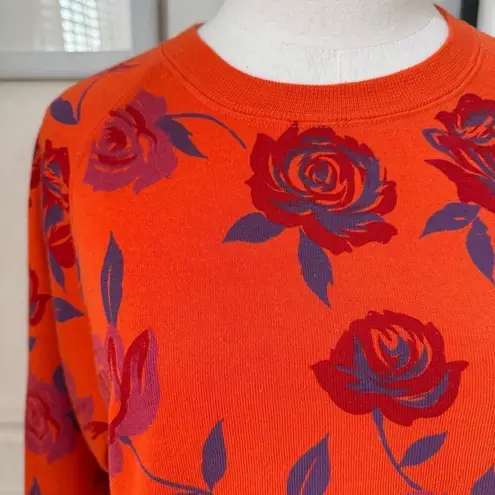Vintage 80s 90s OG Boundry Waters Orange Large Print Floral Sweatshirt S