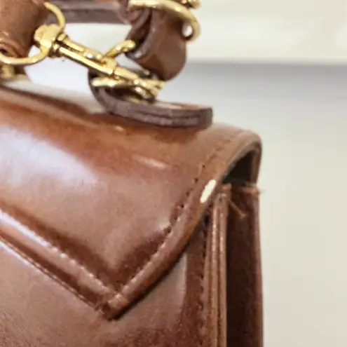 Vintage "Pristine" Brown Faux Leather Equestrian Top Handle Crossbody Bag