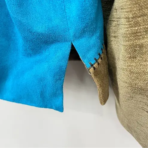 Vintage 90s Koret Suede Patchwork Button Up Jacket Women's 22W Colorful Blue Red