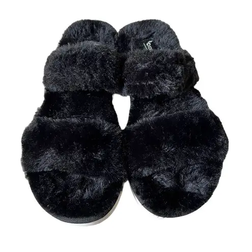 Koolaburra by Ugg  FUZZ ON FAUX-FUR SLIDE ON BLACK SANDALS