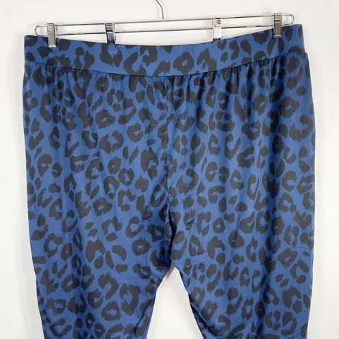 LaunGy by Giuliana Plus Size 3XP Pants Blue Black Leopard Print Knit Stretch 147