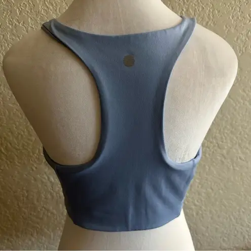 Zella Z By  Womens Re-Gen Long Line Sports Bra Blue Stretch Racerback LARGE