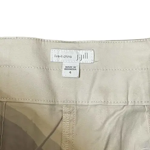 J.Jill  Live In Chino Pencil Skirt Two Button Stretch Beige Split Back Women Sz.4