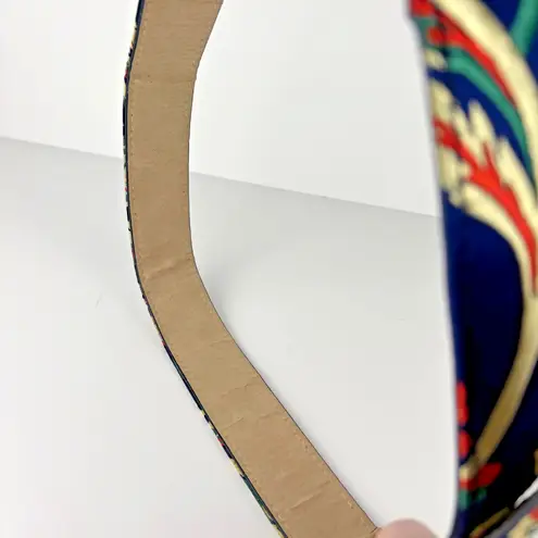 Women's Floral Satin Embroidered Belt Gold Oval Buckle Boho Vintage Style 35"