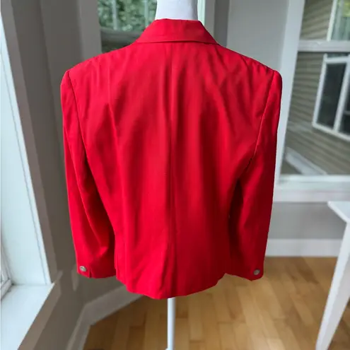 Vintage 80s 90s Evan Picone Red Cropped Double Breasted Blazer Jacket Small