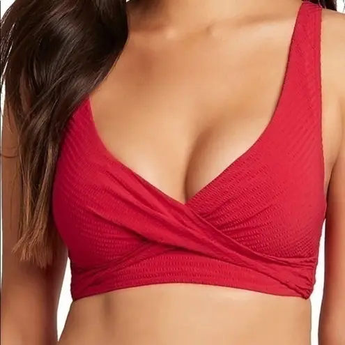 Sea Level Red Essentials Cross Front Multifit Bra Bikini Top Size 4 NWT SL3110P