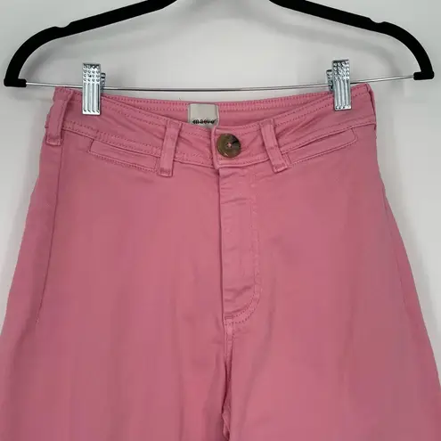 Maeve Women's Pink The Ettie High Rise Frayed Hem Crop Wide Leg Jeans Size 26T