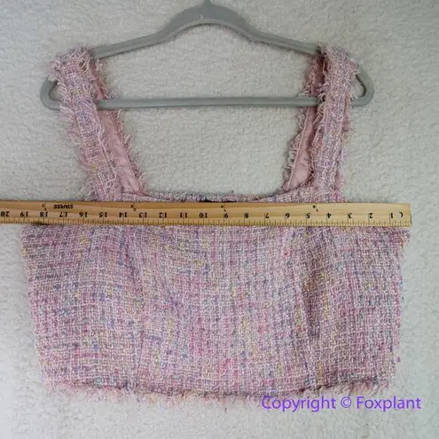Eloquii tweed cropped top rainbow pink women plus size 16