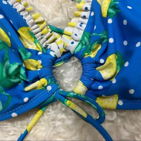 OP Y2K Vibe  Blue and Yellow Strawberry Print Ruffle Bikini Junior XL