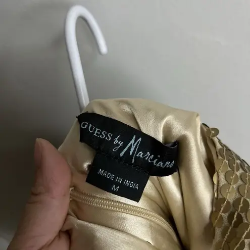 Guess by Marciano  Sequin Peplum Party Gold  Embellished Top Sz M thumbnail 8