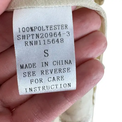 Just Black Cream Beaded Tank Blouse Small