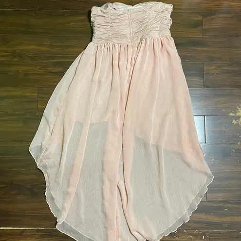 Moon Collection Pink Hi-Low Semi Formal Dress