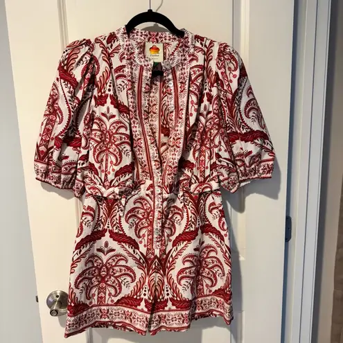 Farm Rio Off-White Tropical Cameo Organic Cotton Romper | M