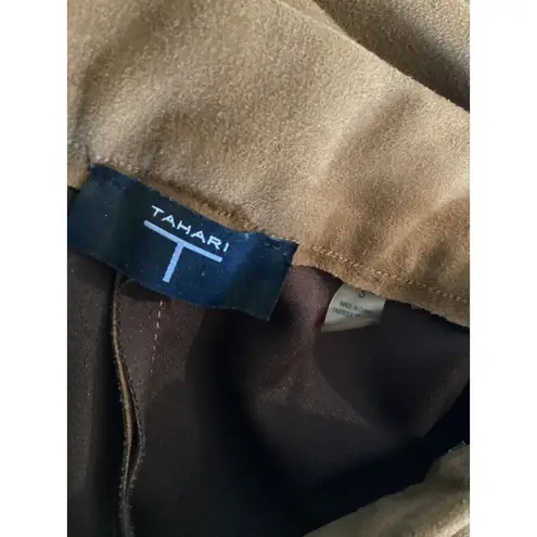Tahari Women's Brown Faux Suede Stretch Leggings Pants Size S