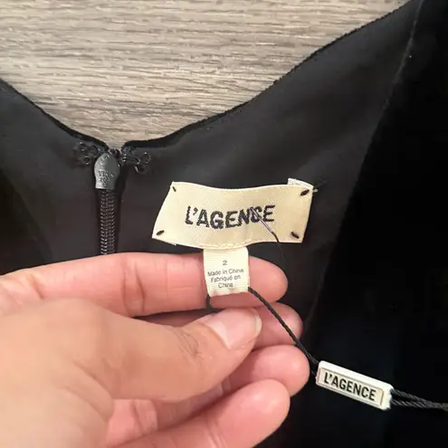 L'Agence  Black Velvet Camisole Jumpsuit Size 2 Wide Leg Silk Blend - Image 5