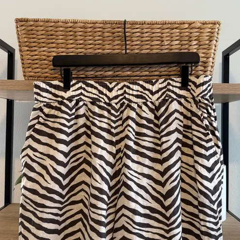 Tahari  100% Linen High-Rise Wide Leg Pull On Zebra Print Crop Pants, 1X