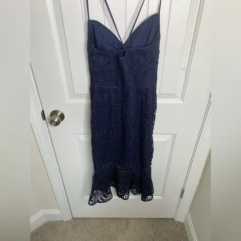 Likely  Revolve navy blue lace crochet darby cocktail dress size 4 wedding guest