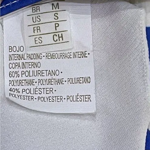 NEW Salinas S Runway Triangle Bikini Top MultiColor PalmTree Coconuts Swim Beach Blue