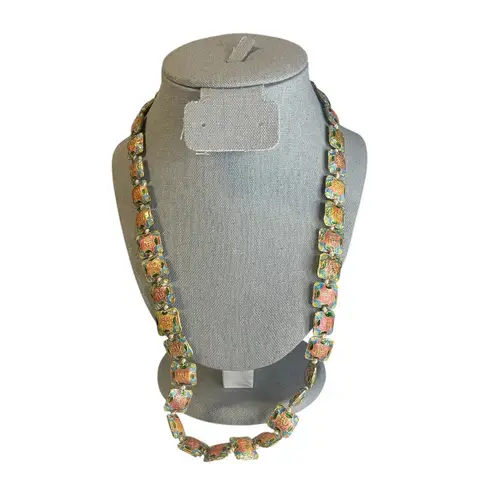 Vintage RARE stunning Cloisonné Enamel Necklace colorful artsy old money