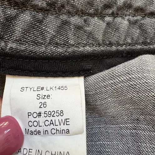Level 99 Anthropologie Shorts Gray Linen Button Front Pockets Women's Size 26