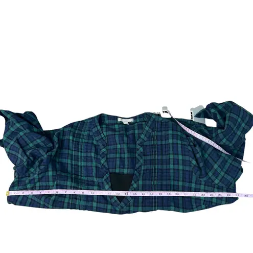 Woman Within Plaid Top Womens 1X Relaxed Mature Long Sleeve Casual Farm Western