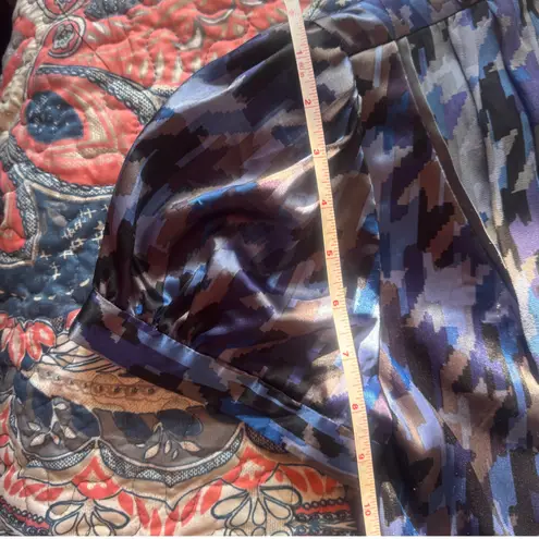 Sangria V Neck Midi Dress Blue Purple Abstract Print Belted Women's Size 10